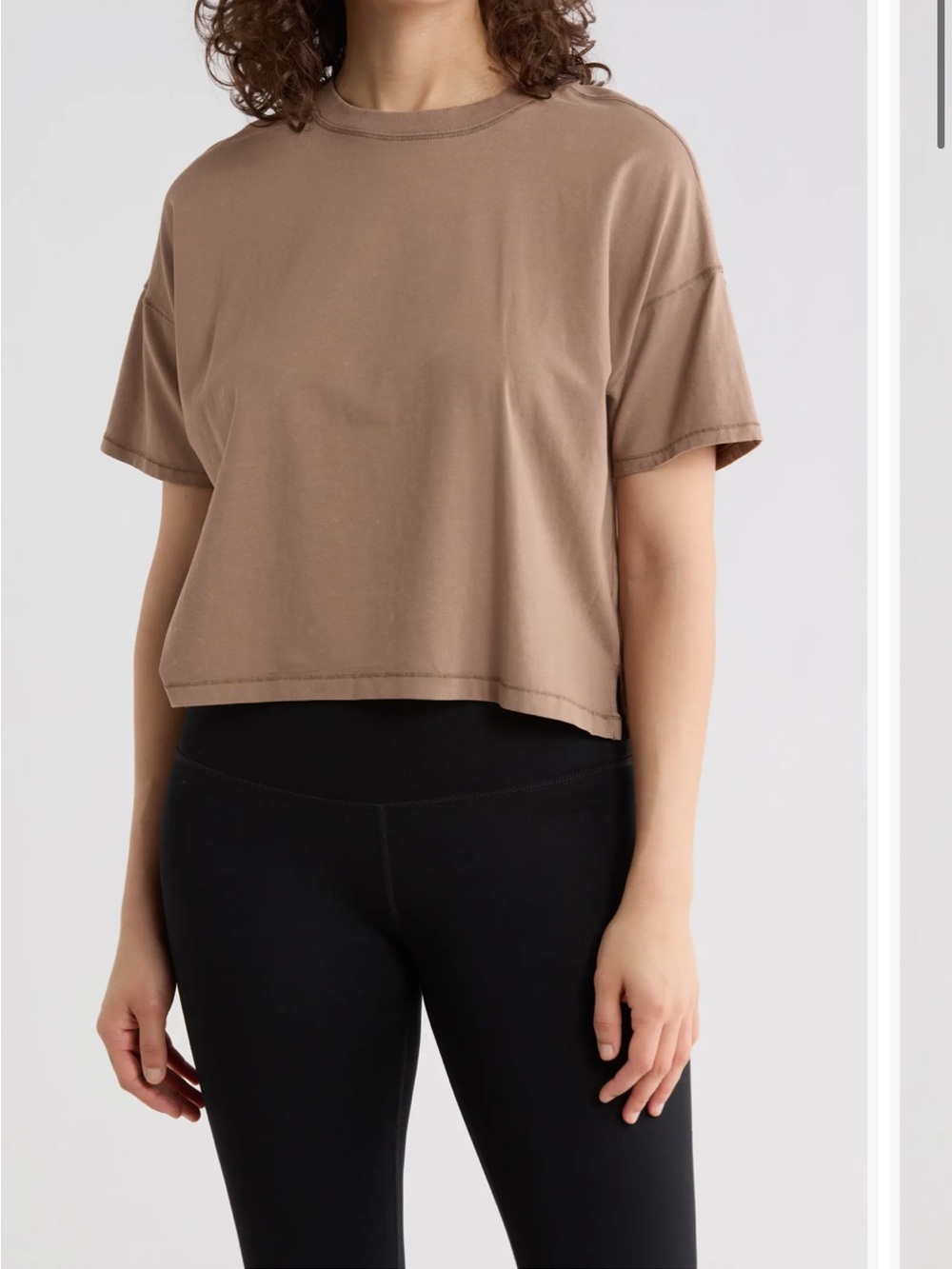 Stone Wash Boxy Crop T-Shirt
90 DEGREE BY REFLEX - taupe M
